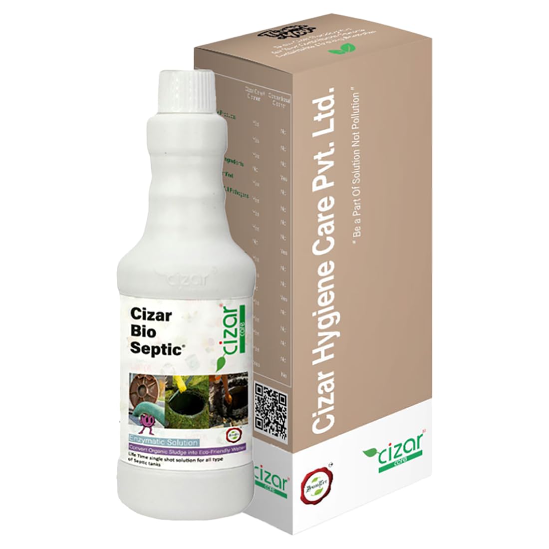 Cizar Bio-Septic 10X Powerful Septic Tank Cleaner | Natural Enzyme Sludge Remover, Odor Control & Clog Prevention | Non-Toxic, Eco-Friendly Formula (650ml)