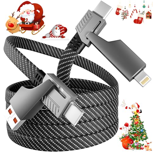 Image of 4 in 1 Charging Cable Fast Charging 65W, USB C Cable 4-in-1 USB Multi Charging Cable with E-Mark Chip, Multiple iPhone Charger Cord for iPhone 16/15/14/13 Series/Pad/Android/Tablets and More(4FT)