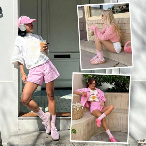Image of HONGTEYA Slouchy Crew Socks For Women,Scrunch Cotton Cozy Workout Socks | Mid Calf Scrunch Boot Socks Size 5-11, Cozy Slouch Casual Athletic Socks, All Season Gifts For Women