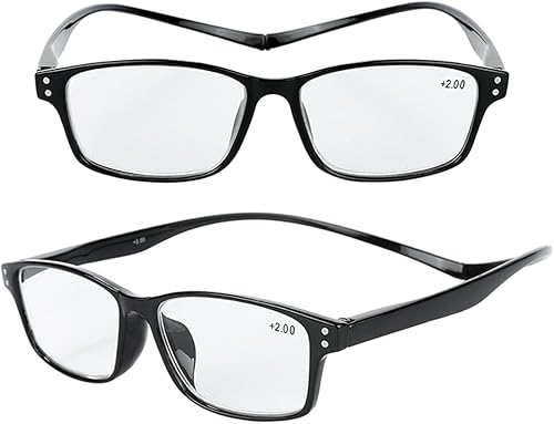 TRIFUTORO Paquete de 2 lentes de lectura magnéticos patillas largas lectores de computadora patillas flexibles para cara más grande