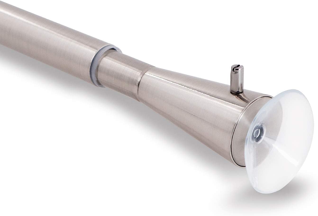 Shower Curtain Rod No Drilling, Spring Tension Rod, 34-56 Inch, 3/4 Inch Diameter, Suction Cup on Either End, 1PCS, Brushed Nickel 86cm-142cm 1 Pcs Brushed Nickel Suction Cup