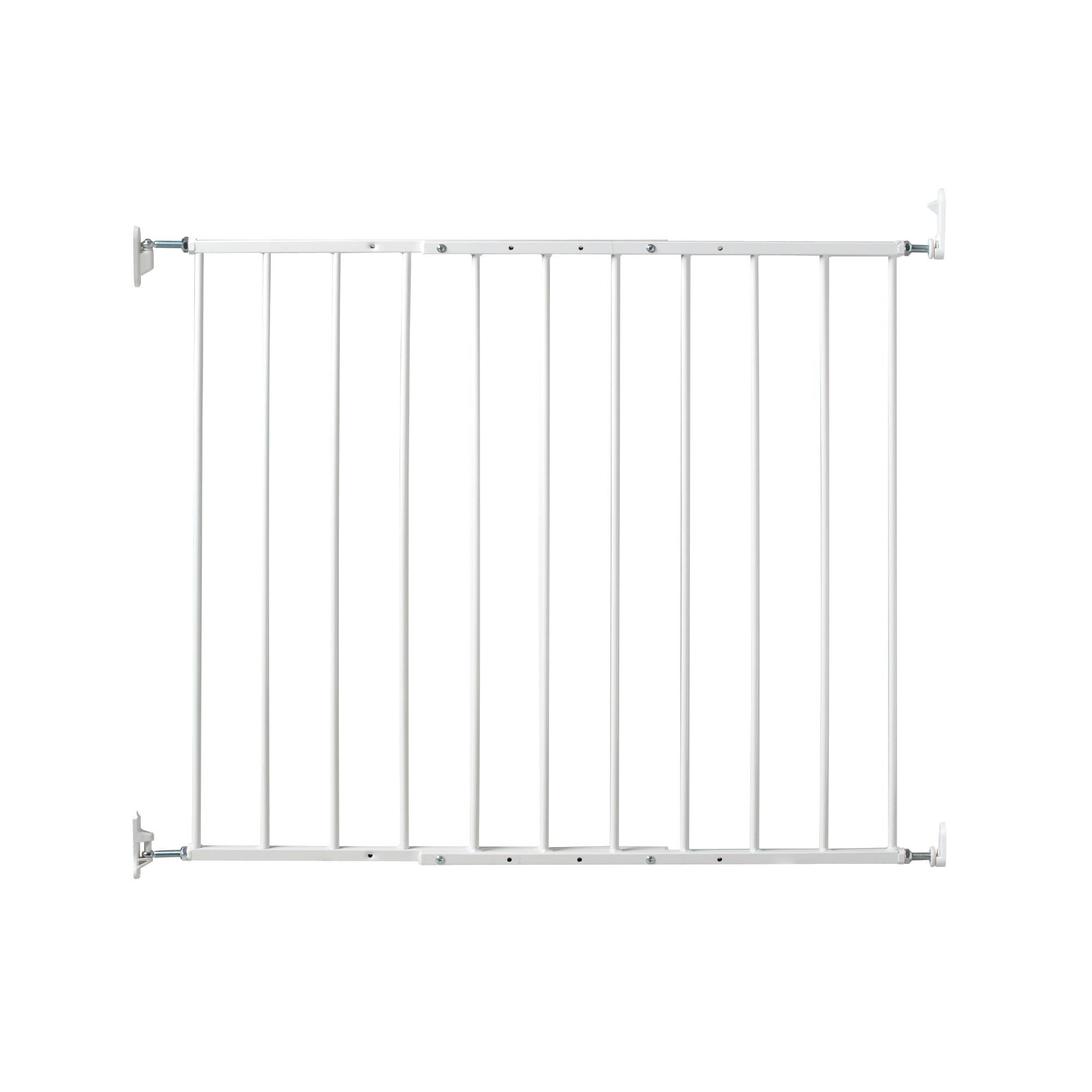 KidCo 24.75-42.5" Safeway Walk Through Baby Gate for Stairs and Doorways | No-Trip Top of Stairs Baby Gate No Bottom Bar | Quick-Release Mounted Hardware for Security and Easy Removal (White)