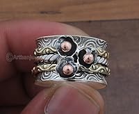 Vista 2 de Spinner Silver Ring, 925 Silver Ring, Handmade Silver Ring, Family Band Ring, Worry Silver Ring, Antique Silver Ring, Spinning Silver Rings, Gift