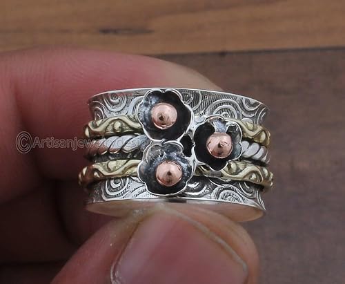 Miniatura 2 de Spinner Silver Ring, 925 Silver Ring, Handmade Silver Ring, Family Band Ring, Worry Silver Ring, Antique Silver Ring, Spinning Silver Rings, Gift