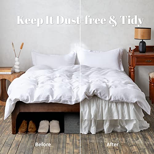BISELINA-White-Ruffled-Bed-Skirt-18-Inch-Tailored-Drop-Cotton-Voile-Dust-Ruffle-Soft-Cozy-Elegant-Luxurious-Bedding-18-King-White BISELINA White Ruffled Bed Skirt 18 Inch Tailored Drop Cotton Voile Dust Ruffle Soft Cozy Elegant Luxurious Bedding 18 King White