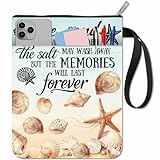 CRASPIRE Funda Libros Sandbeach Cremallera Diseño Concha Y Estrella Mar Libros Bolsillo Lavable Bolsillo Adicional Amantes Libros Compañeros Clase