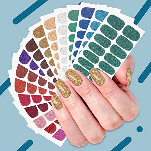 Sogayu 16 Sheets Glitter Full Nail Wraps Stickers, Self-Adhesive Nail Polish Strips For Diy Nail Art Decals With 2 Piece Nail Files (16 Colors) #TOP4
