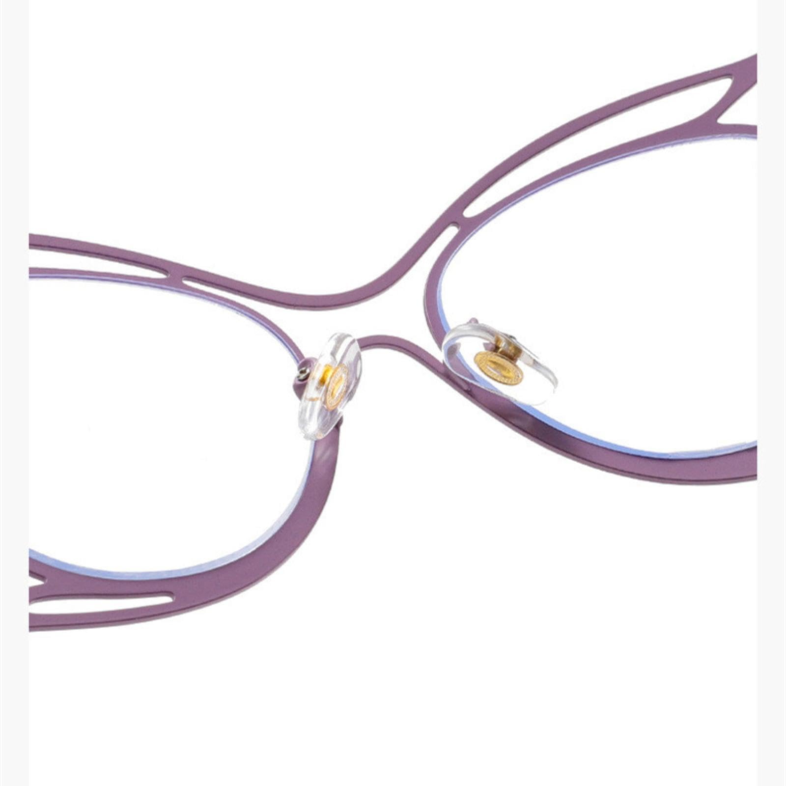 Montura de gafas de mariposa hueca para mujer, de metal con bloques de color