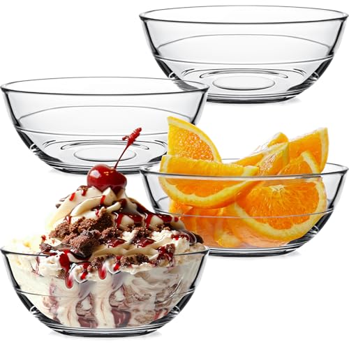 NUTRIUPS Set di Ciotole in Vetro Trasparente, Insalatiere (500 ml, 4 Pezzi)