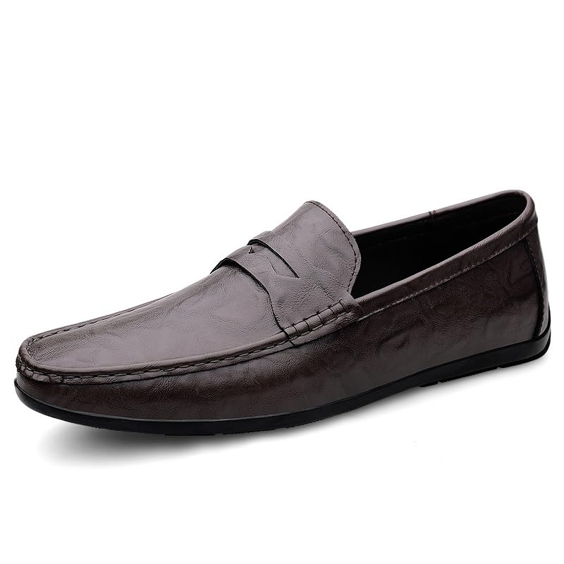 Mens Loafers Round Toe PU Leather Penny Loafers Anti-Slip Comfortable Flexible Party Slip-on2