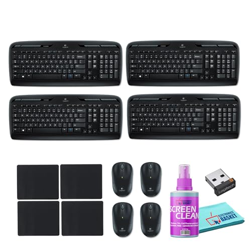 4X Logitech MK320 Wireless Desktop Keyboard and Mouse Combo (920-002836) Bundle Including: USB Reciever, Mouse Pad, Monitor Cleaning Kit