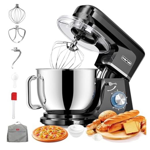 CHeflee Robot Pâtissier 1800W Robot Pétrin Professionnel 7.2 Litres Faible Bruit Robot de Cuisine Multifonction avec Fouet,Batteur,Crochet,Bol d'Acier Inoxydable,6 Vitesses ﻿