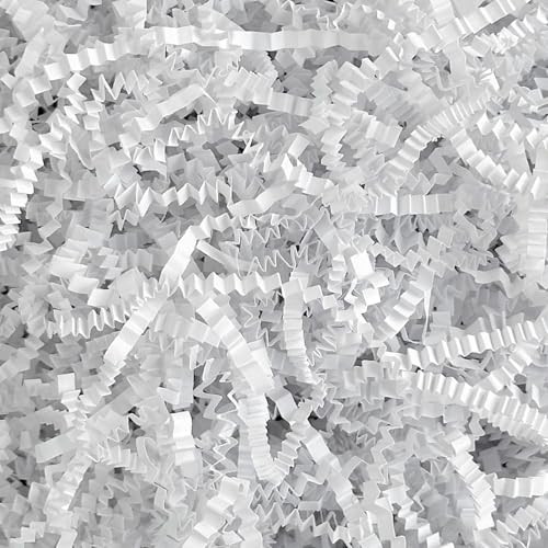 1LB Crinkle Cut Paper Shred Filler for Gift Box Bag and Basket On Holidays (White)