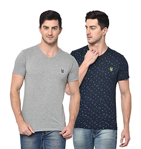 Image of Mack Jonney Men's Cotton Blended Regular Fit T-Shirts (Pack of 2)