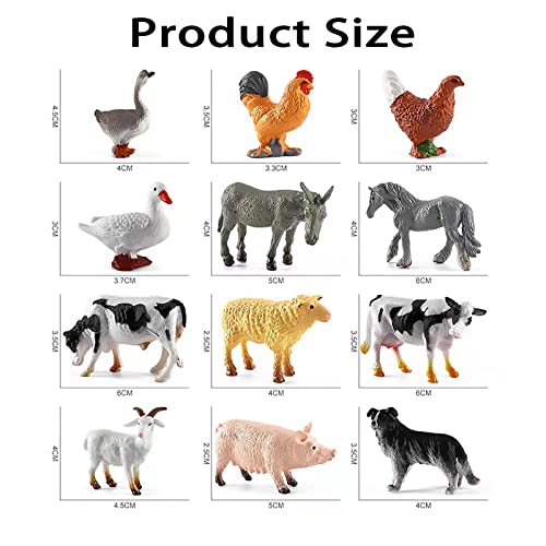 12Pcs Mini Bauernhof Tierfiguren, Bauernhoftiere Set, Realistische Farm Animal Figuren, Farm Stall Geflügel Playset… – Bild 2