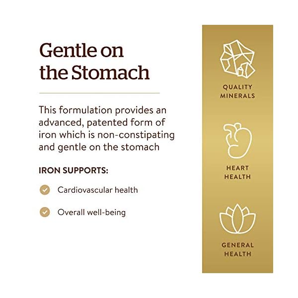 Solgar Gentle Iron - Ideal for Sensitive StomachsRed Blood Cell Supplement, , Non Constipating & GMO, Vegan, Gluten & Dairy Free, Kosher - 180 Servings, Unflavored, 180 Count
