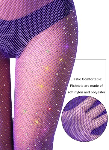 Image of VEBZIN More Sparkly Fishnets Tights Fishnet Stockings Rhinestone Fishnet Tights for Women