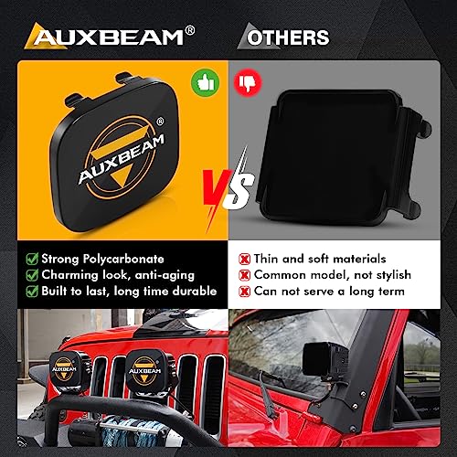 Image of Auxbeam XP-Ultra Series 5 Inch Black Protective Light Covers, Cube Offroad Lens Cap, On Road & Off Road Compliant, Square Pod Light Lid, Snap-On Design, 2 Packs