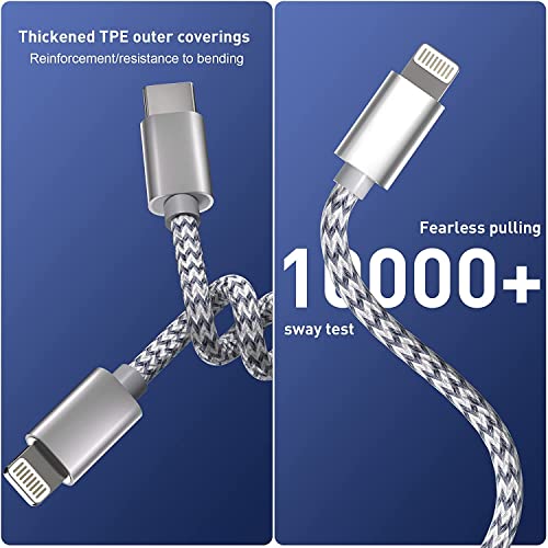 IPhone Chargeur [Apple MFi certifié] USB C au câble de foudre 3Pack 6 FT iPhone Chargeur rapide type C à câble de foudre en nylon tressé iPhone Cord pour iPhone 13 12 11 Pro Max Xr Xs 8 7 6 Plus et plus encore