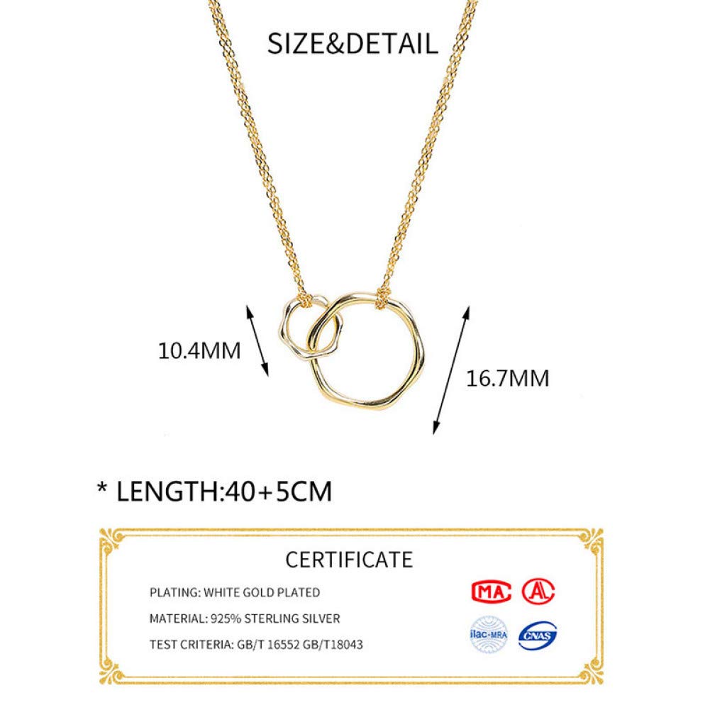 Collana con ciondolo rotondo geometrico in argento sterling 925, elegante e alla moda, per donne alla moda, accessori minimalisti e raffinati per feste.