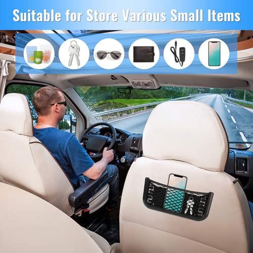 Auto Aufbewahrungsnetz, 2 Stück Selbstklebendes Netztasche Auto, Elastisch Ablagenetz mit Gummiband und Schraube, Kofferraum Netztasche Gepäcknetz 26 x 12cm für Wohnmobil, Boote, Zuhause