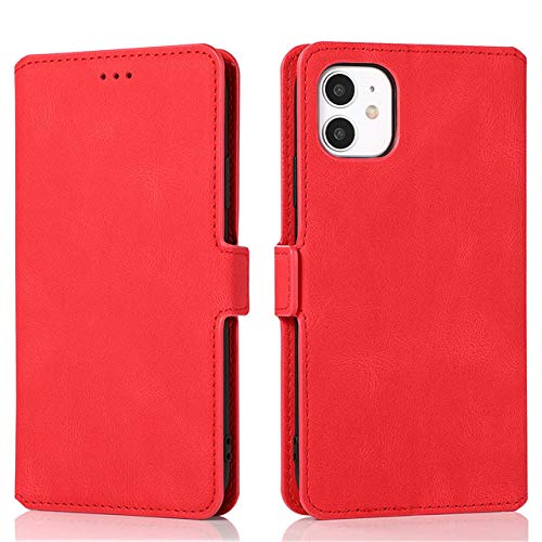 Housse iPhone 12 13 Mini rouge style portefeuille pour sorties sans sac