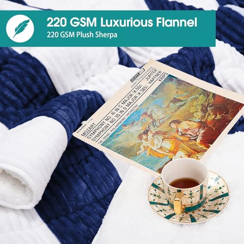 Image of Sherpa Weighted Blanket for Adults 15lbs, 48 inchx72 inch, Twin Full Size Fuzzy Heavy Throw Blanket for 140-160lbs, Microfiber Soft Thick Big Blankets Weighted Comforter Breathable Gift for Sleeping, Navy