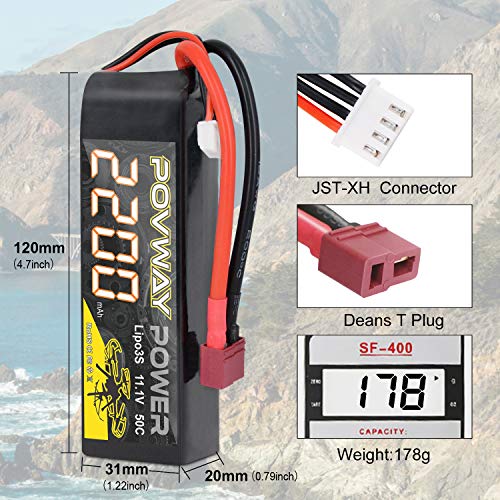 POVWAY 3S 11.1 V 2200mAh LiPo Battery 50C RC Battery