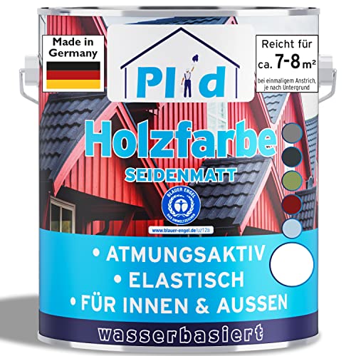 plid® Holzfarbe Holzlack Weiß Innen & Außen - Wetterschutzfarbe Weiß Holzfarbe Außen - Dauerhafte Holzschutzfarbe - Farbe für Holz - Lackfarbe Wetterfest - Made in Germany 0,75l