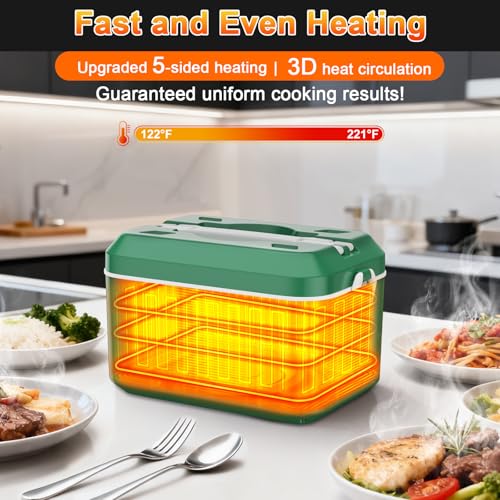 Image of Heated Lunch Box,Electric Lunch Box, Lunch Box Battery Powered, Pro 24000mah,5.5 Cups Portable Food Heater-3D-5 Side Heating-Intelligent Temperature Control,Suitable For Trucks,Offices (Army /Green)