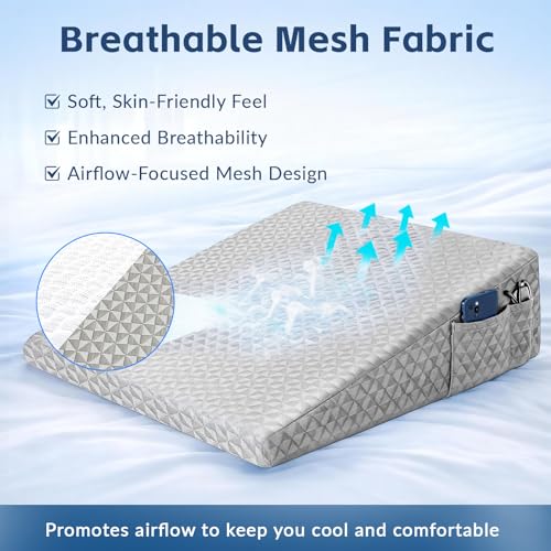 Image of Wedge Pillow for Sleeping, 7.5 inch Memory Foam Bed Wedge for Back and Leg Use | Dual-Layer Foam with a High-Density Base Provides Stable Support, Resists Flattening, and Stays Secure with a Non-Slip Bottom