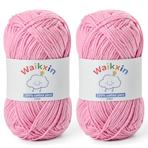 Image of Cotton Yarn for Crocheting - 262.4yds / 3.52oz Baby Yarn for Crocheting Soft - 100% Milk Cotton Yarn 5 Ply Crochet Amigurumi Yarn for Crafts&Puzzle /Socks /Hats(2 Deep Pink)