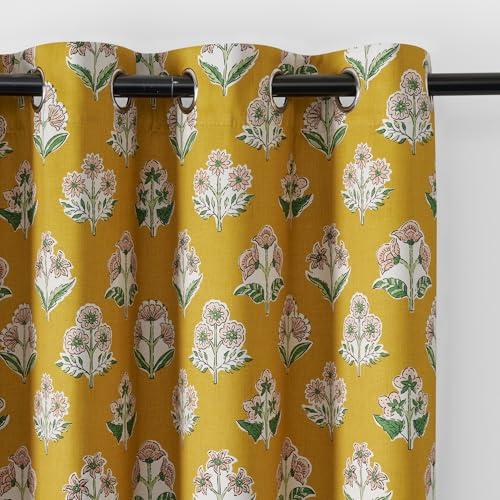 RYB HOME 100% Blackout Floral Curtains for Living Room Bedroom,