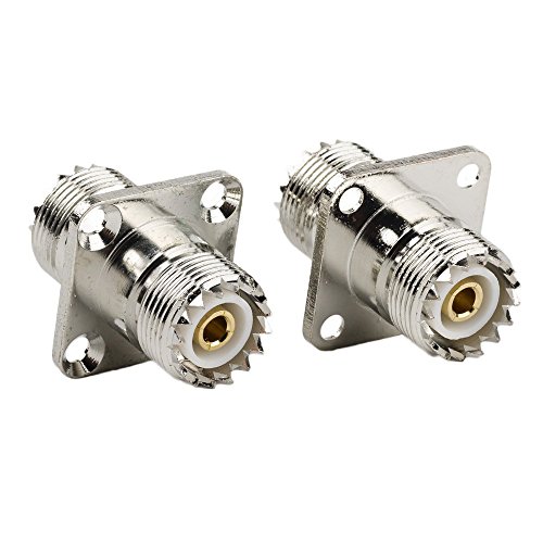 (Pack of 2) RF adaptador coaxial Coaxial con panel  hembra a UHF hembra SO-239 SO239 conector para dispositivos de antenas, LAN inalámbrica, cable coaxial, Wi-Fi Radio Antena externa (4 agujeros)