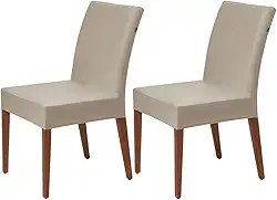 Kit 2 Capas Cadeira Protetora Jantar Tecido Spandex Impermeável Hidro-repelente Elástico Lisa (Palha)