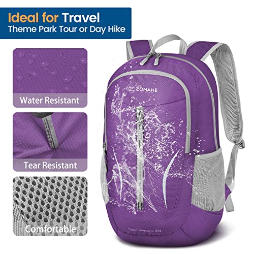 Image of ZOMAKE Ultra Lightweight Packable Backpack 25L, Foldable Hiking Backpacks Water Resistant Small Folding Daypack for Travel(Purple)