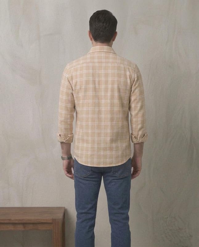 Image of DEELMO Men's Stylish Cotton Blend Casual Chakes Shirt || Full Sleeve Shirt with Dual Flap Pockets Fabric || Perfect for Casual and Classic Fit & Style || Stylish Everyday Wear