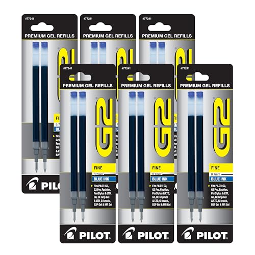 Value Pack of 6 - Pilot G2 Gel Ink Refill, 2-Pack for Rolling Ball Pens, Fine Point, Blue Ink (77241)