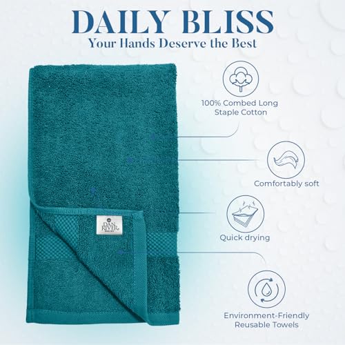 Image of DAN RIVER 6-Pack Premium Hand Towels (16x28 Inches) - 100% Cotton, Ultra Soft, Lightweight, Highly Absorbent Towels for Bathroom, Spa, Gym, Salon, Hotel, and Travel - Teal