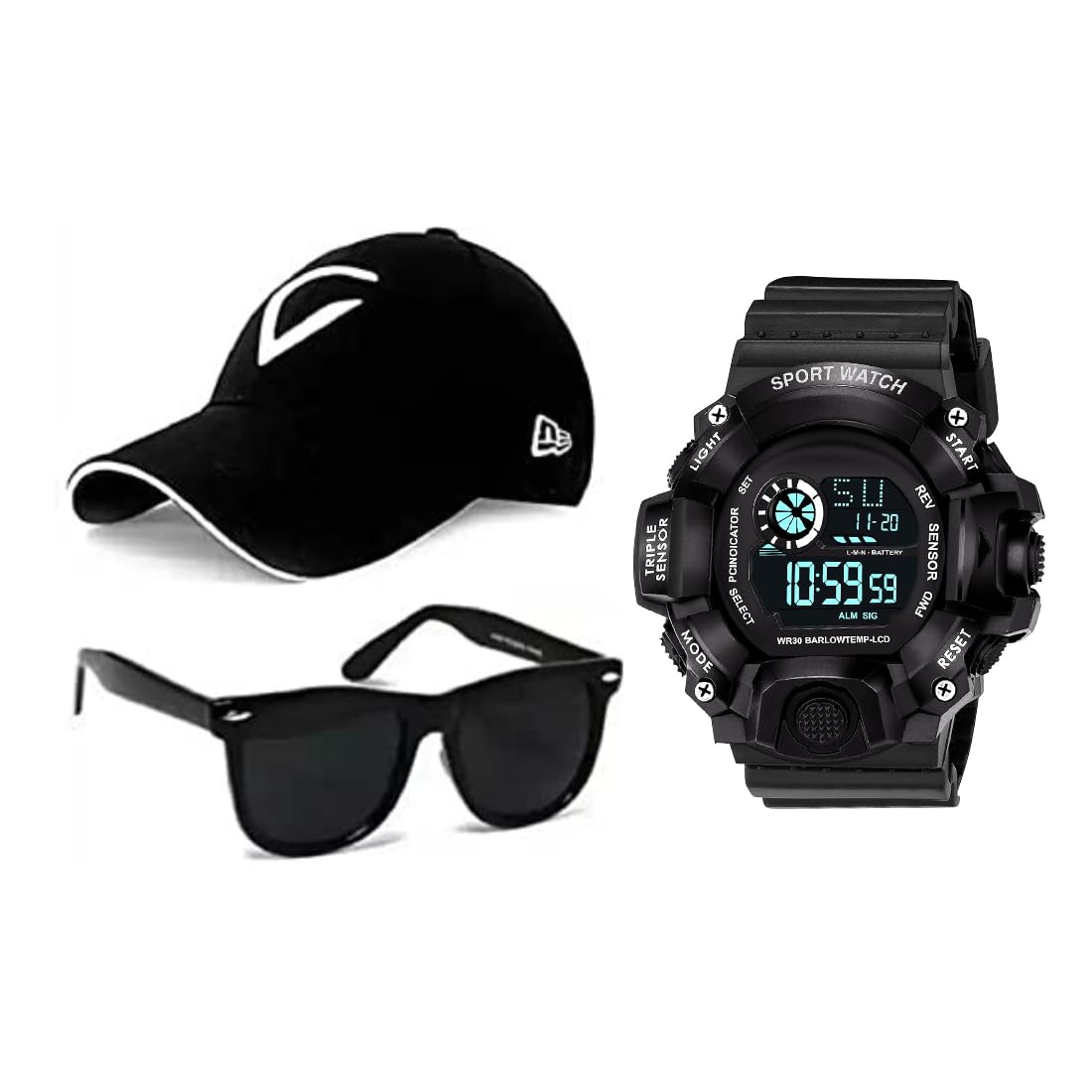 PUTHAK Combo Pack of 3 Analog Dial Watch, Sport Baseball Cap & Aviator Sunglass for Mens and Boys (Pack of 3) PTHK-1734 (B09JCP6VSY) Amazon Price History, Amazon Price Tracker