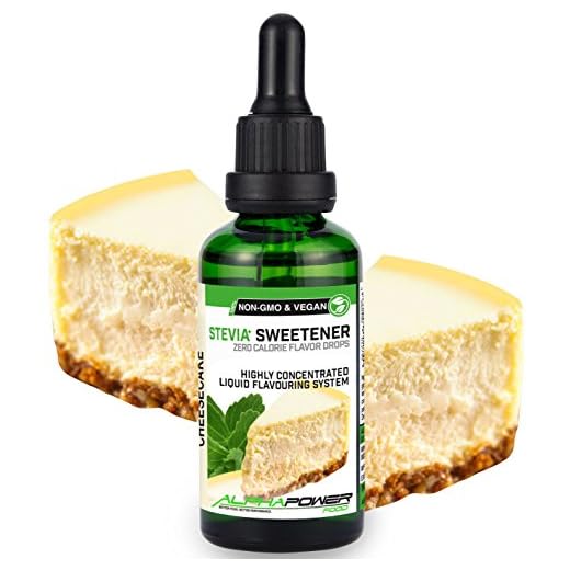 ALPHAPOWER FOOD: Stevia liquida, (1 x50ml Gusto torta di formaggio) Gusto liquido, Gocce aromatizzanti e dolcificante senza zucchero sostituto dello zucchero & calorie, dolcificante naturale, vegano