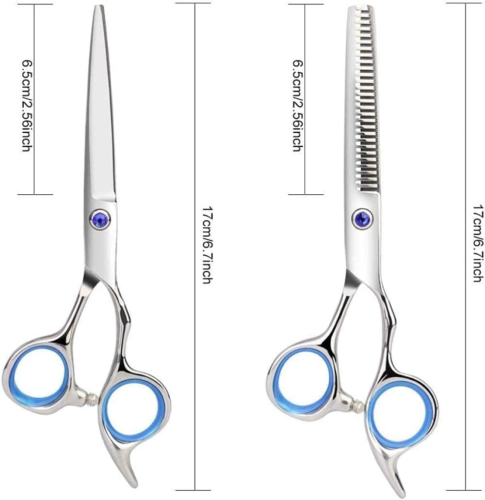 Friseurschere Professionelles Friseurscheren-Set - 6,5 Zoll Scheren-Set inkl. Nagelschere - Edelstahl-Friseurschere mit Kammclips und Lederetui für Damen Herren Kinder u