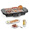 Electric bbq grill smokeless non stick indooroutdoor barbecue grill 2000w double tube high power portable removable stand grill for bbq party elegant black  urban country home decor