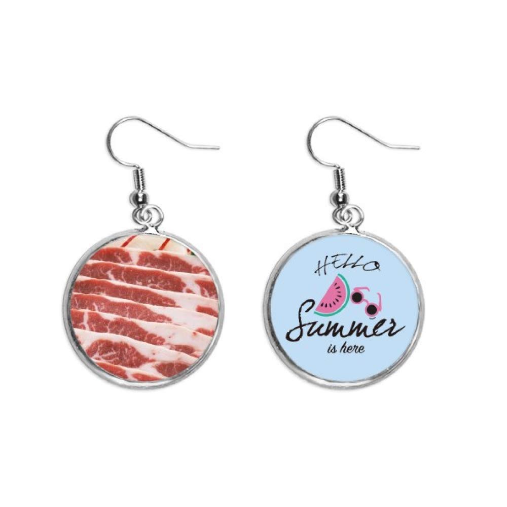 Pendientes de lóbulo cómodos con diseño de chuletas de cerdo y sandía 5