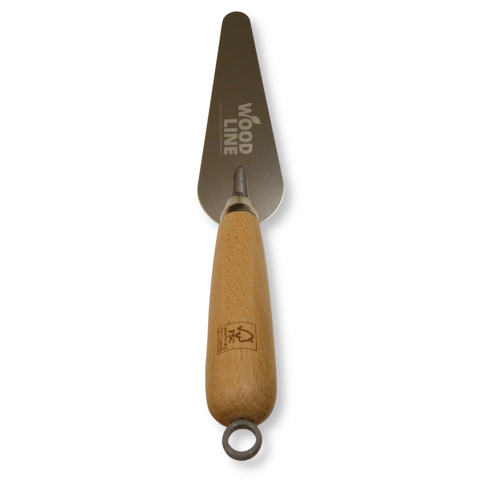DEWEPRO Cazzuola per lingua per gatti, 160 x 55 x 20 mm, lama in acciaio inox 1,0 mm, mestolo professionale per intonaco e stucco, manico ergonomico in legno di faggio