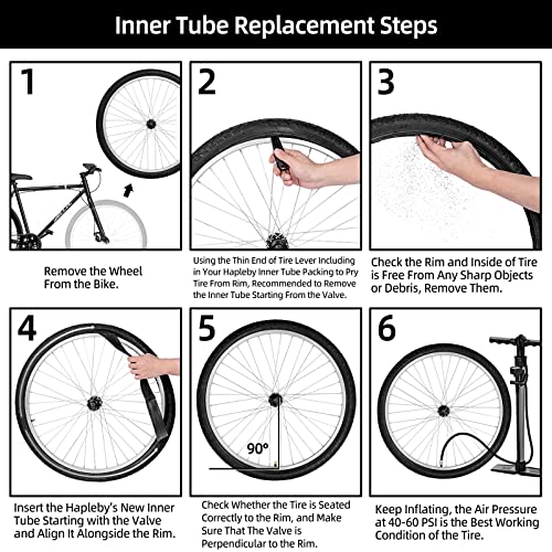 Hapleby 2Pcs Premium Bike Tubes Compatible For 26 Inch X 1.75/1.95/2.10/2.125 Bike Tire, Mountain Bike Inner Tube With Schrader Valve, 2Pcs Levers #TOP4