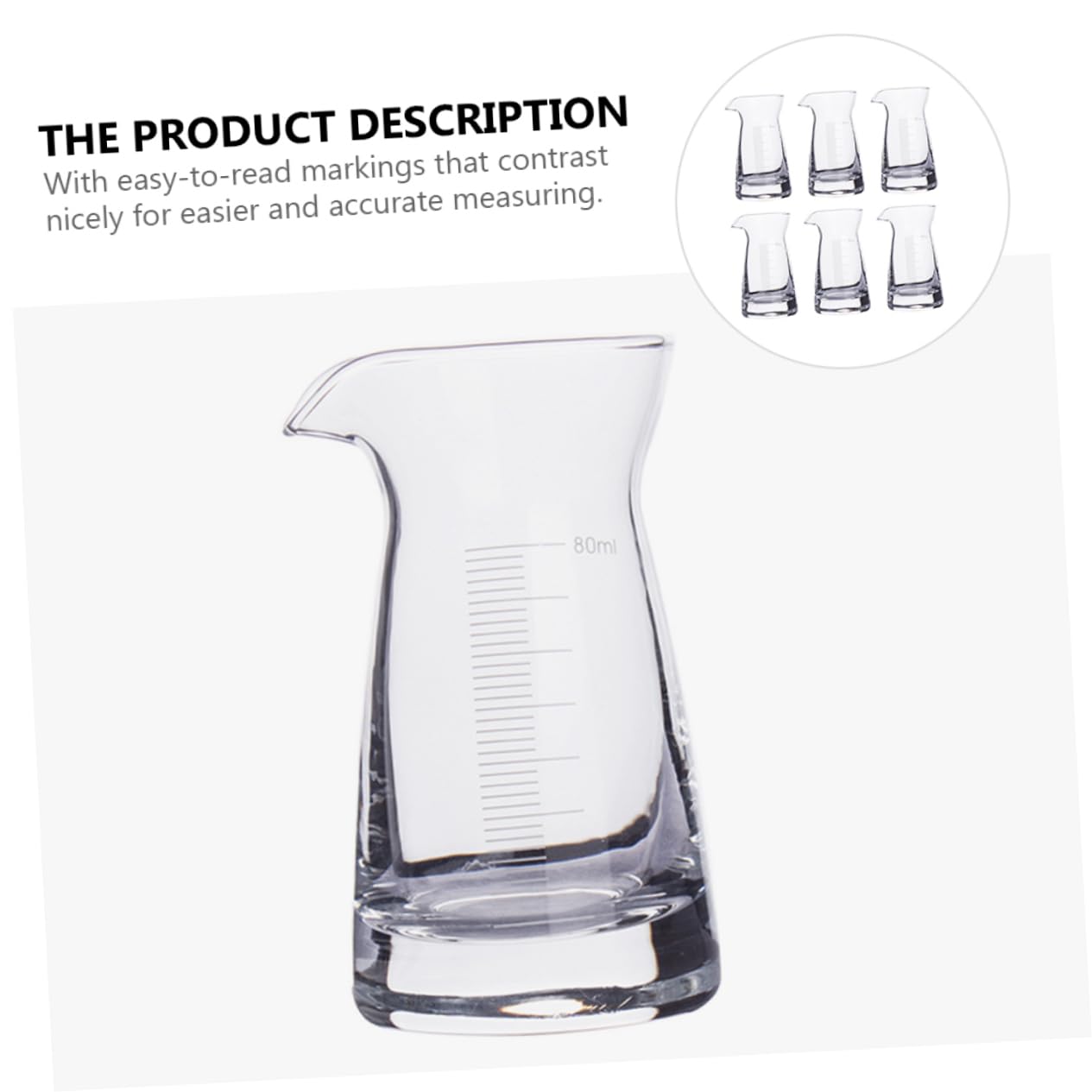 PRETYZOOM 6 Pezzi da 80 Ml di Bicchieri in per Miscelazione con Segni di Misurazione Accessorio da Bar per Birra Vodka Whisky