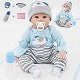 ZIYIUI 22 Zoll 55 cm Reborn Babypuppen Mädchen Lebensechte Weiche Vinyl Silikon Simulation Reborn Babys Mädchen Reborn Baby Neugeborenes Reborn Toddlers Spielzeug Geschenk