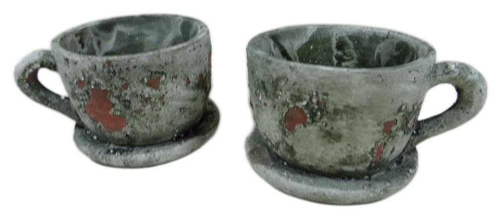 GenerischSet of 2 Patina Concrete Cups Planter 12 x 10 cm Garden Decoration Figure GTT J102