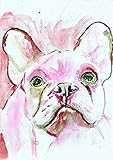 French Bulldog Wall Art Print, Pink Watercolor, Frenchie Owner Gift, Dog Memorial, Colorful Frenchy...